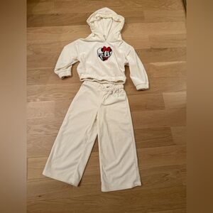 H&M Cream ribbed velour Set with Minnie Mouse and fígaro 4T